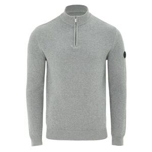 Firetrap Mens Cotton Quarter Zip Snug Fit Casual Sweater / Gray